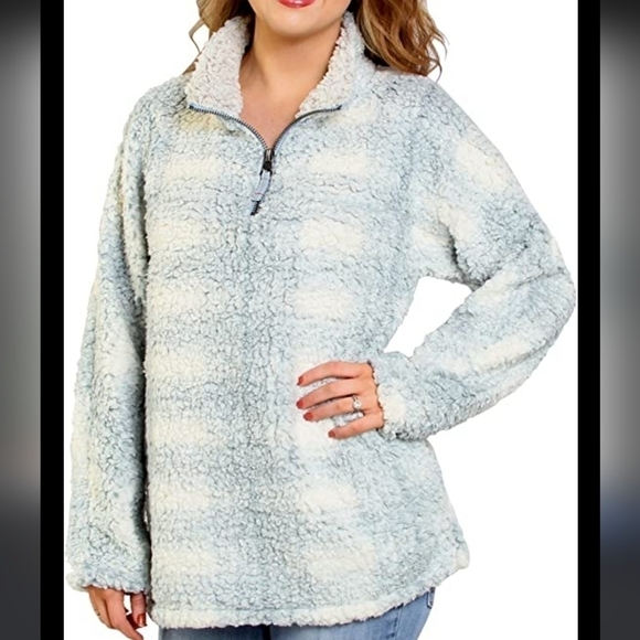True grit DYLAN Big Plaid Frosty Tipped Women's Stadium Pullover in Blue - Picture 1 of 6